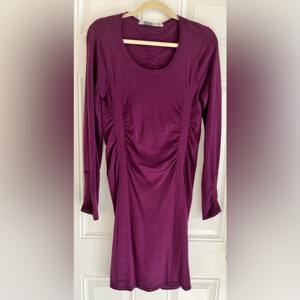 Athleta Sweater Dress‎ Women’s M Plum Purple Bodycon Long Sleeve Ruched Knit